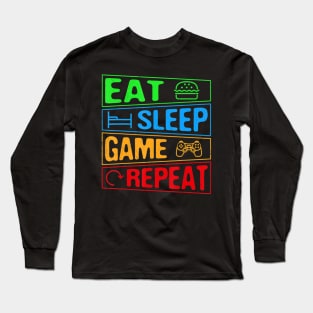 Gaming Eat Sleep Game Repeat Gift Multiplayer Video Games Long Sleeve T-Shirt